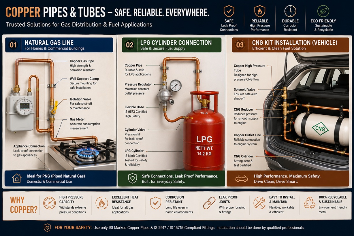 Gas, LPG and CNG copper tubing applications