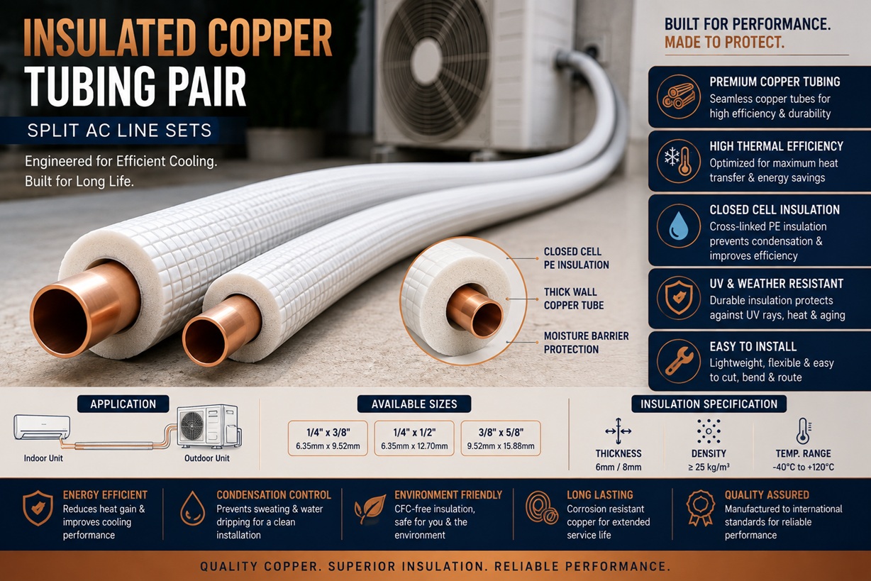 Insulated copper tubing for split AC