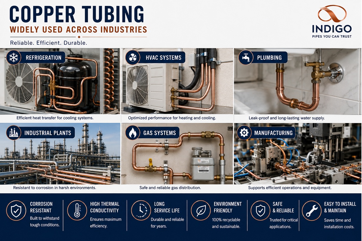 Copper Tubes Used in Refrigeration HVAC Plumbing Industrial Plants and Gas Systems