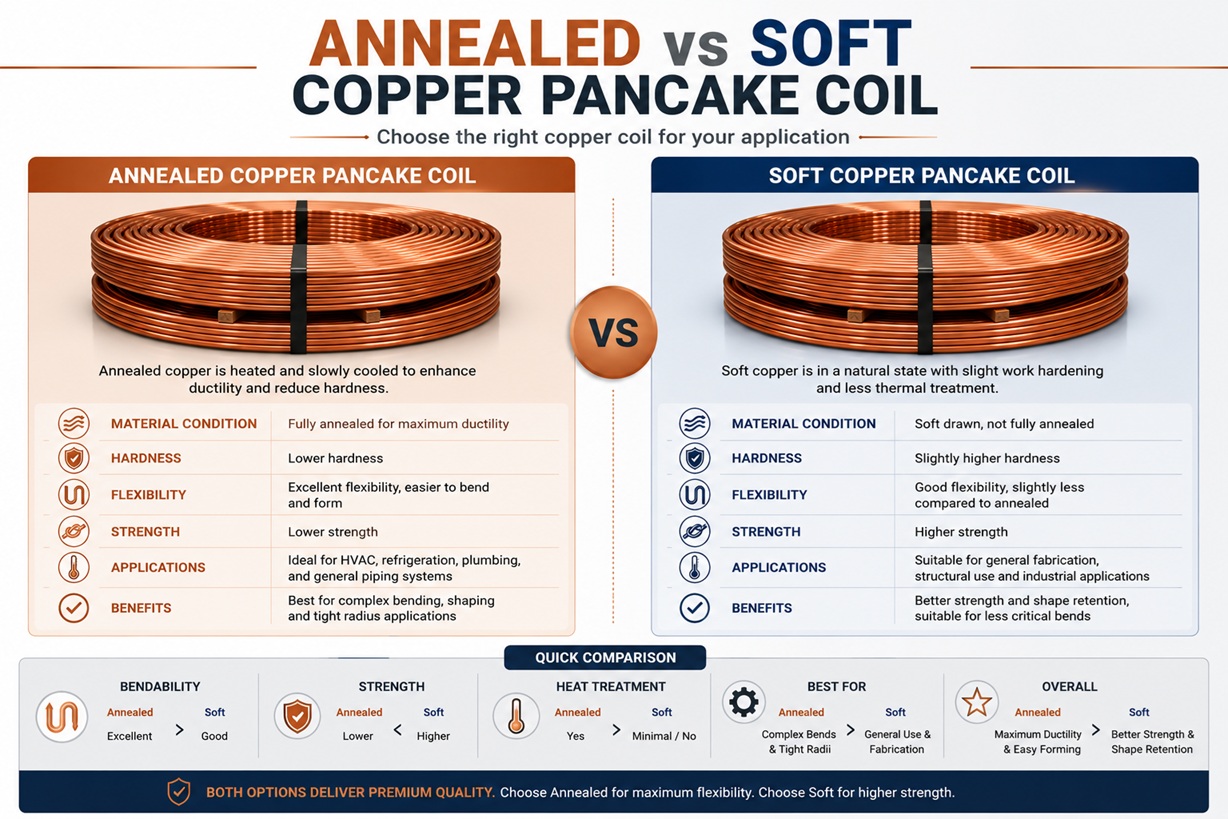 Annealed versus soft copper pancake coil