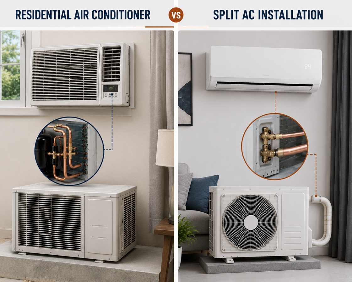 Residential air conditioner and split AC installations