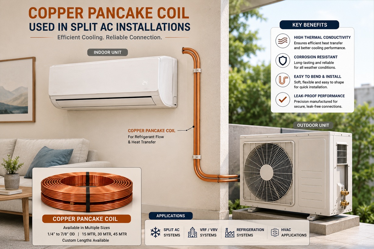Split AC connected with copper pancake coils