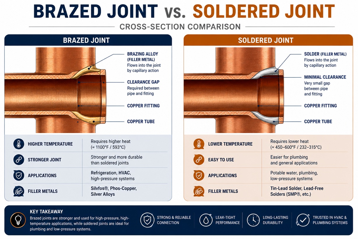 Brazed versus soldered copper joint