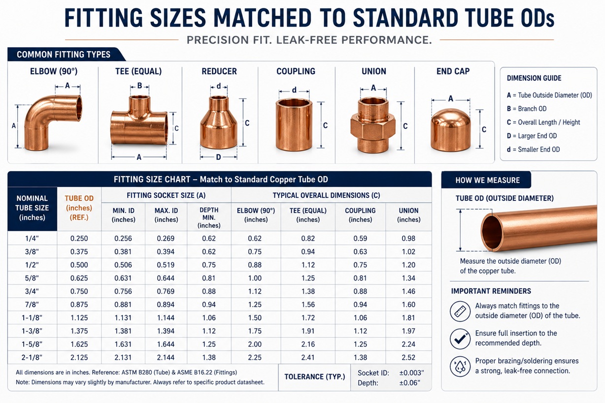 Copper fitting size chart