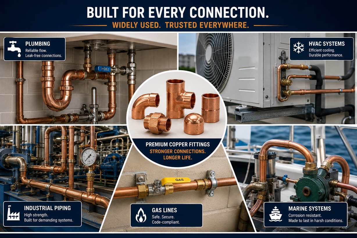Copper fitting applications across industries