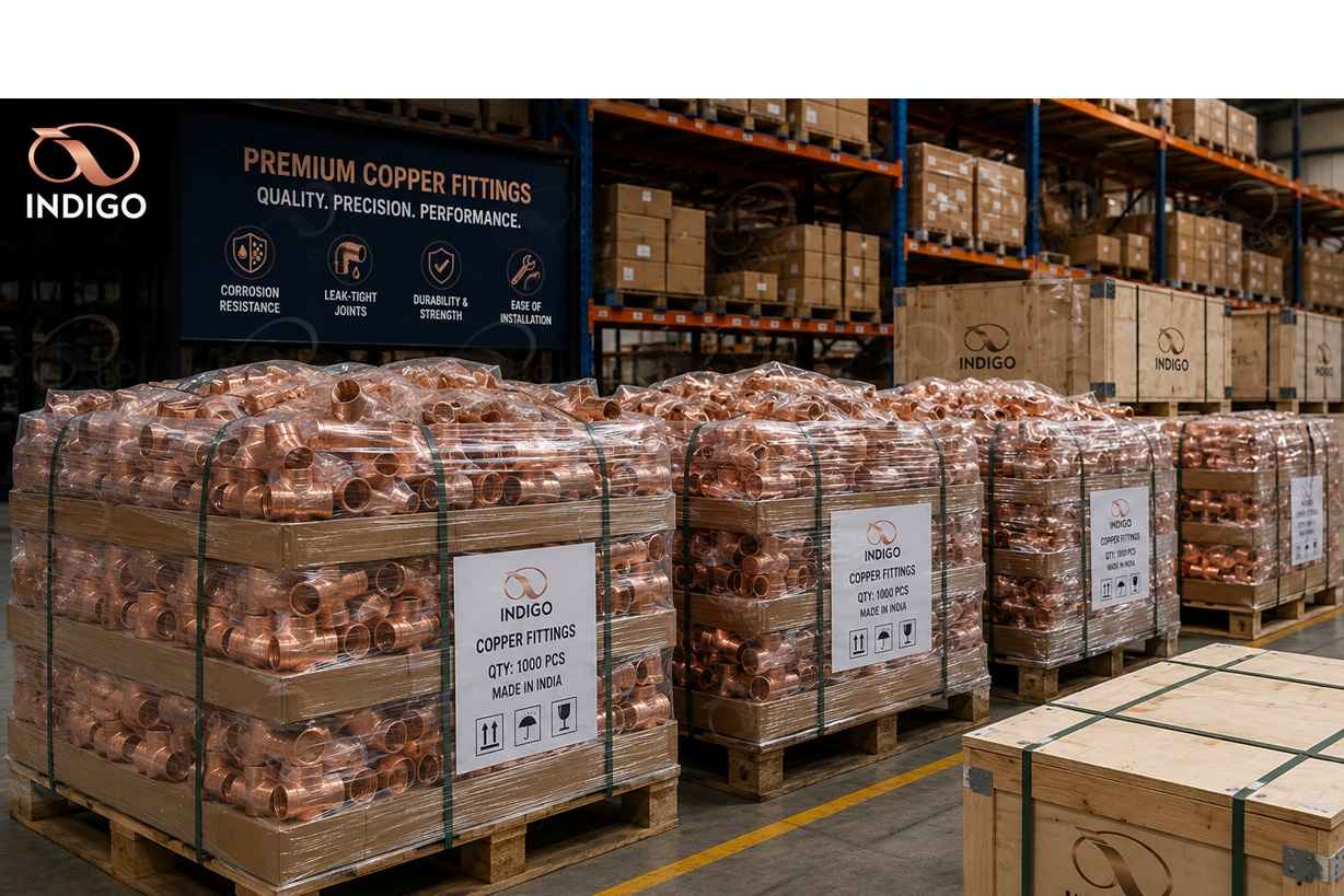Copper fittings ready for export