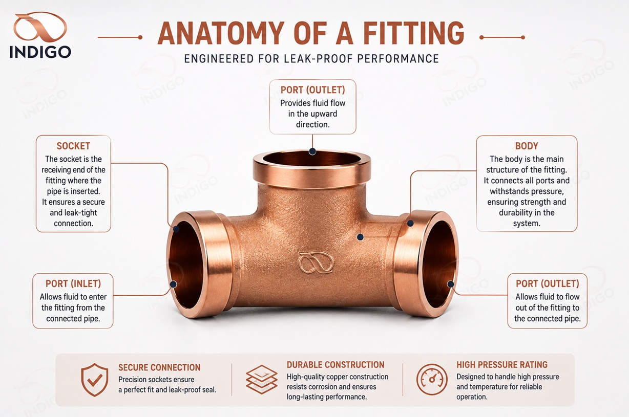 Labeled copper fitting diagram