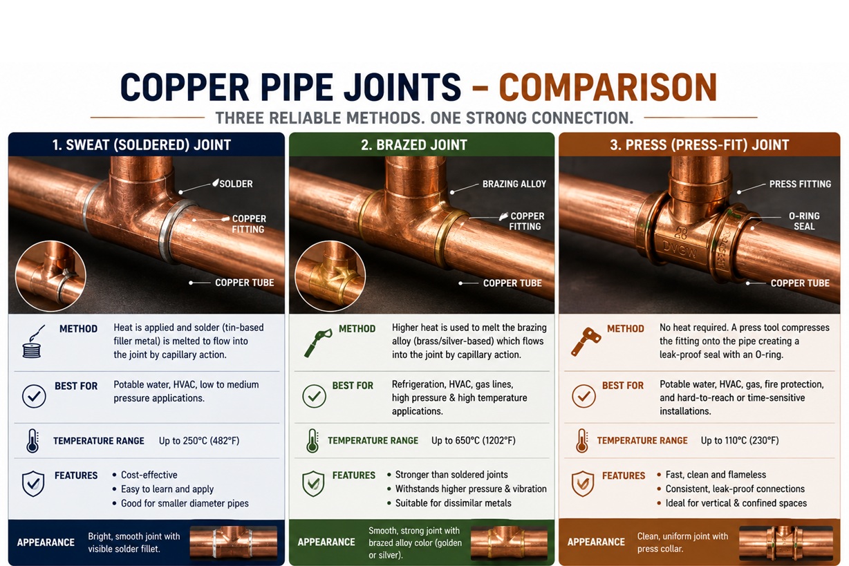 Copper fitting joint types