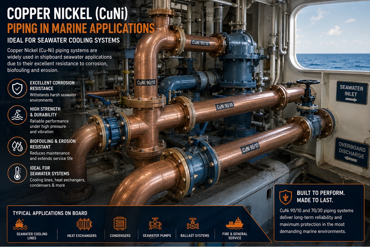 CuNi piping on a ship seawater cooling system