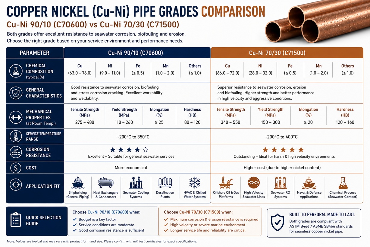 CuNi grade comparison