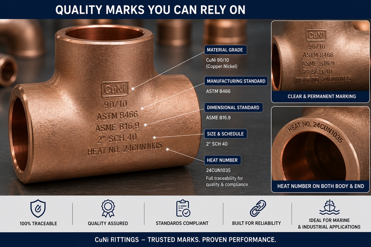 CuNi fitting heat number and standards