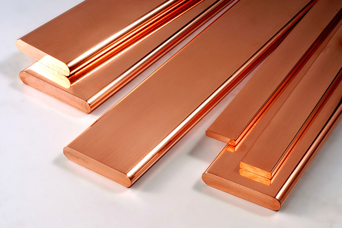 Copper busbars used in electrical panels switchgear and power distribution systems