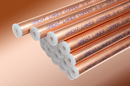 Type K copper pipe used for high pressure plumbing and gas systems